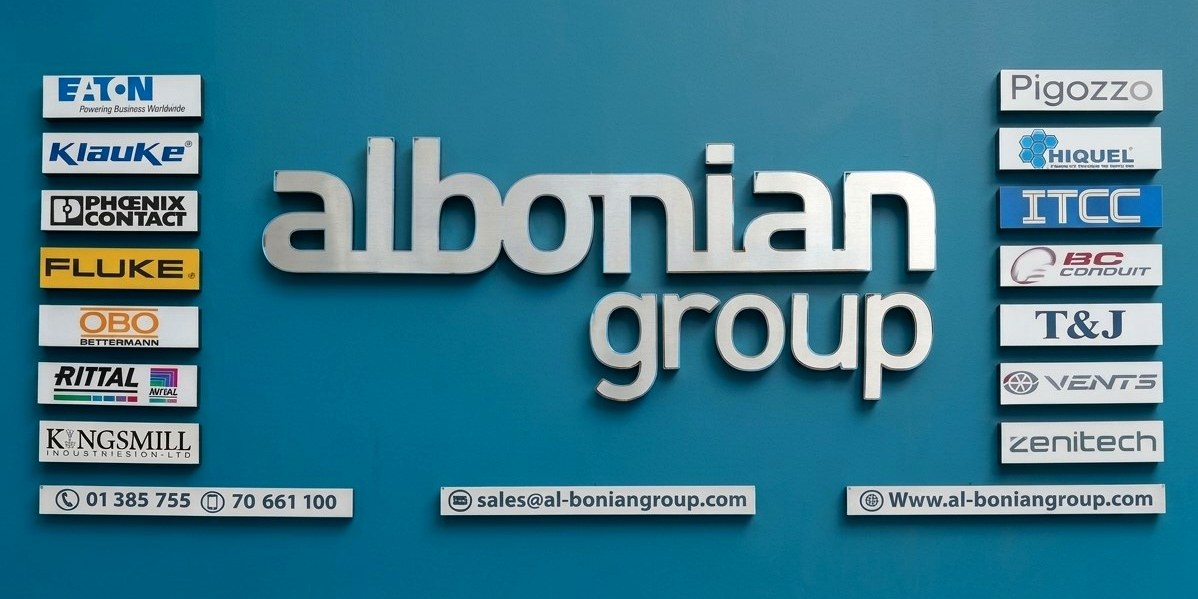 Al Bonian Group signage at the Tayouneh premises, showing the brands represented