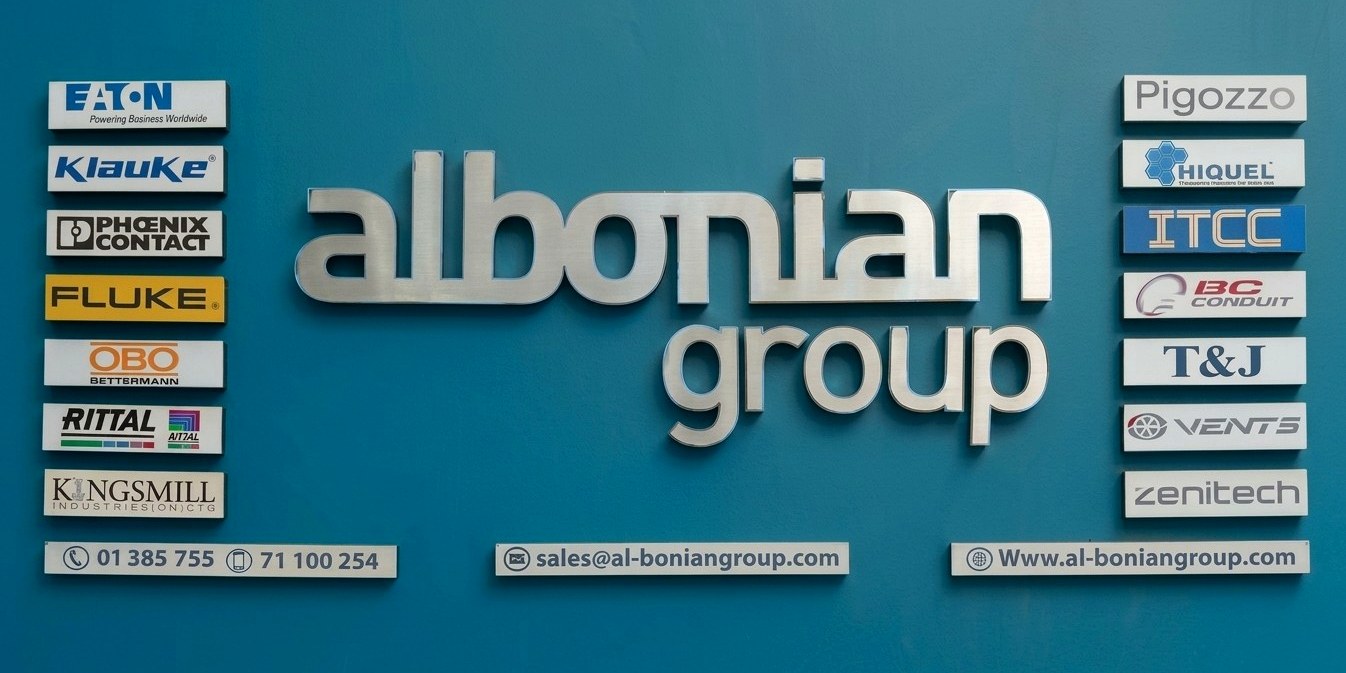 Al Bonian Group signage at the Tayouneh premises, showing the brands represented